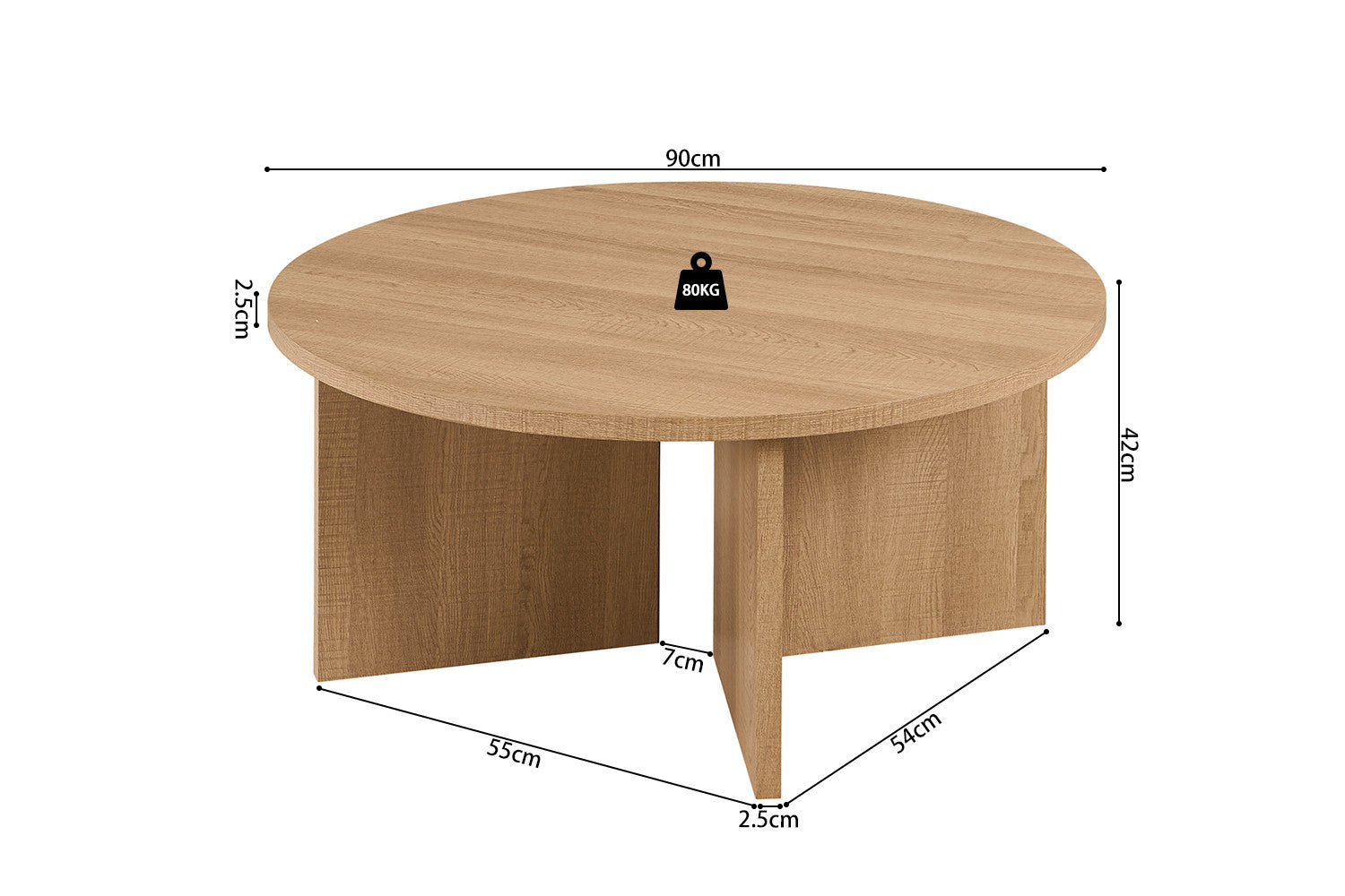 NEW - Coffee table 'Drasir' Round Decor Oak Natural