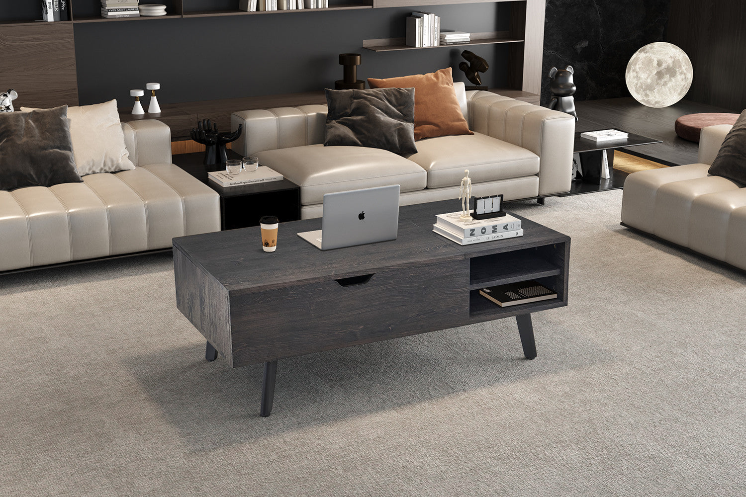 NEW - Coffee table 'Justine' Folding top Decor Dark brown