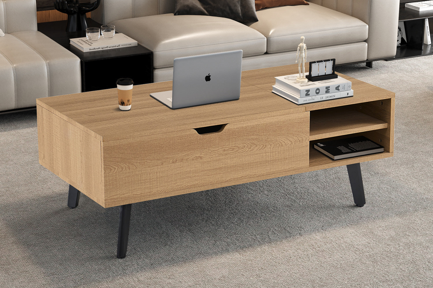NEW - Coffee table 'Justine' Folding top Decor Oak Natural