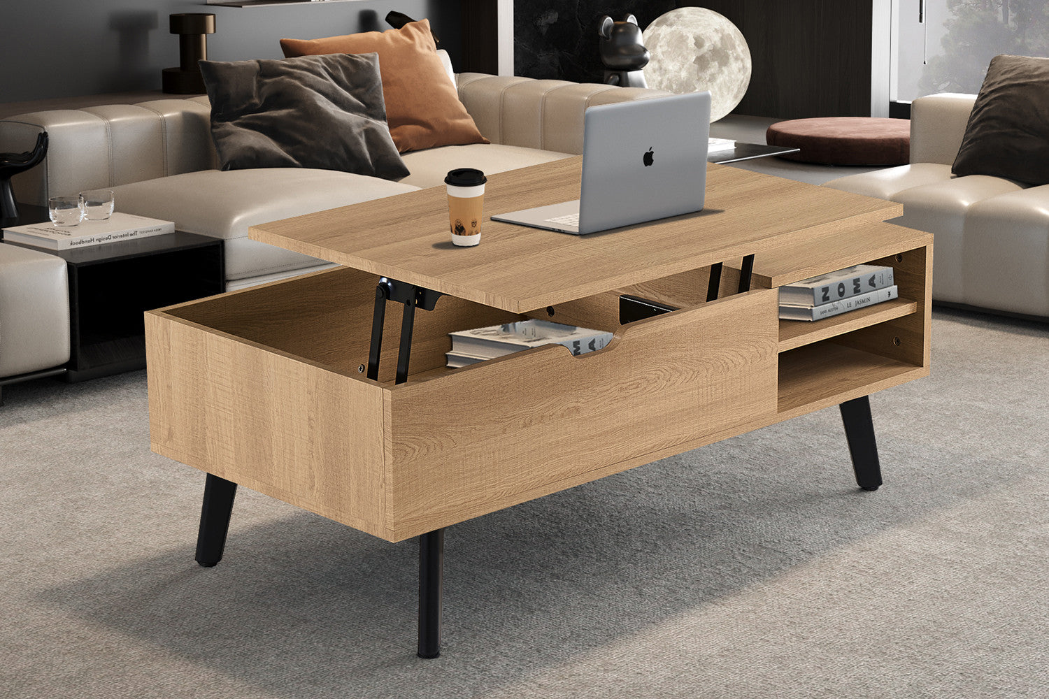 NEW - Coffee table 'Justine' Folding top Decor Oak Natural