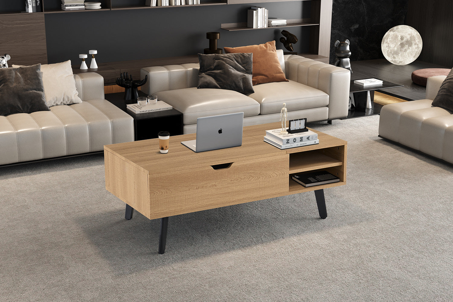 NEW - Coffee table 'Justine' Folding top Decor Oak Natural