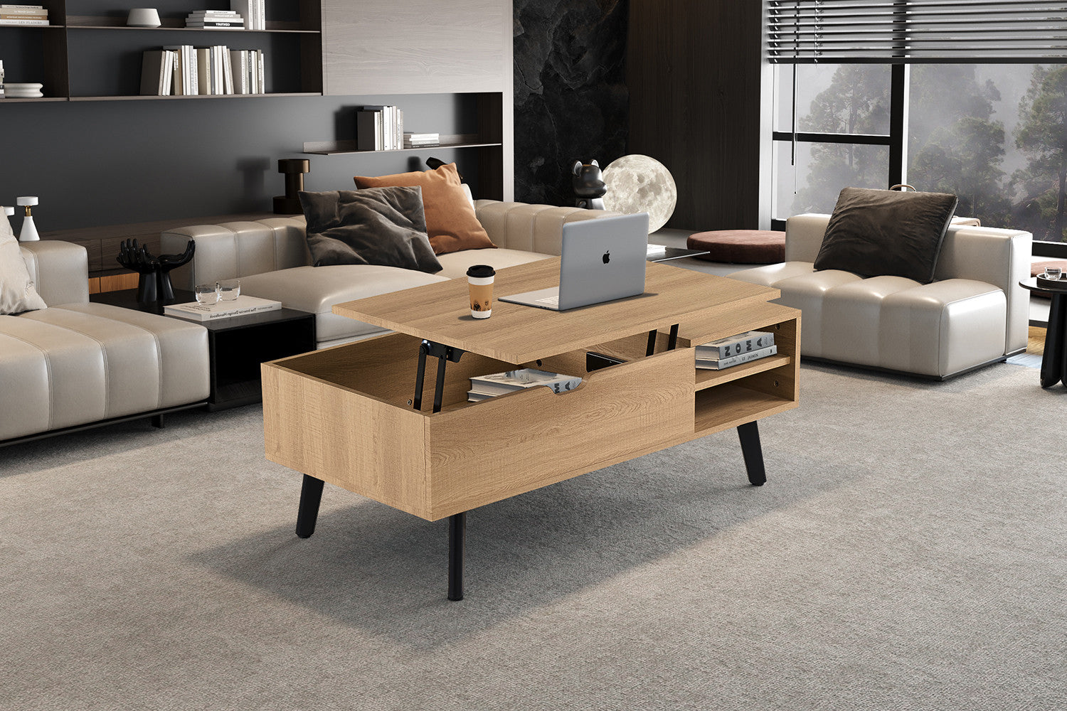 NEW - Coffee table 'Justine' Folding top Decor Oak Natural