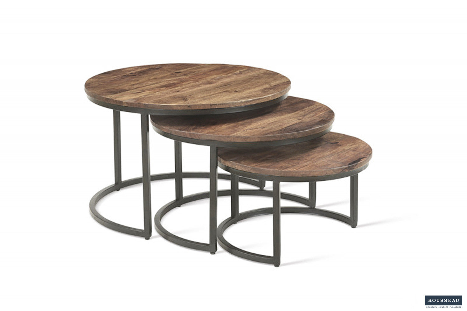 'Arnod' coffee table, 3-piece, mango wood