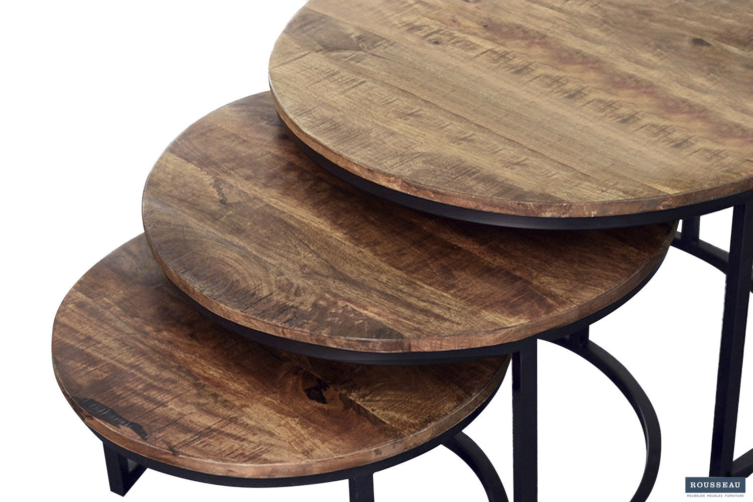'Arnod' coffee table, 3-piece, mango wood
