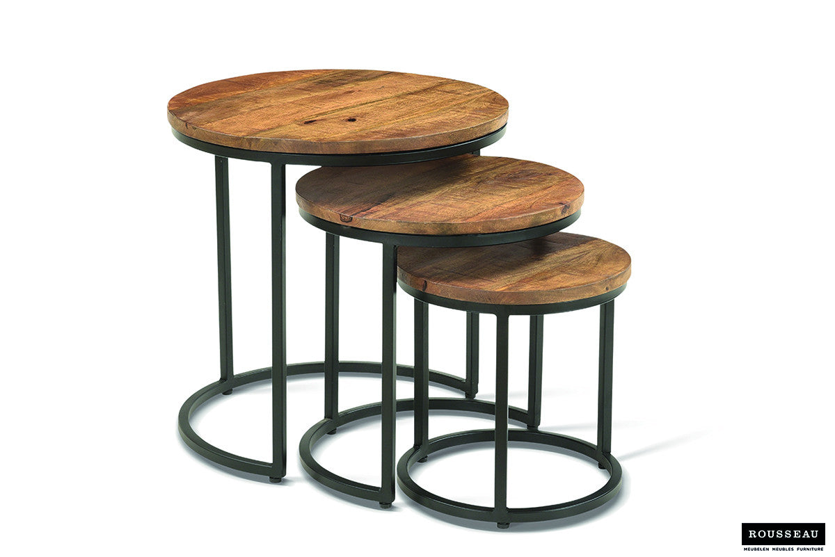 Side table 'Plano' 3-piece Mango wood