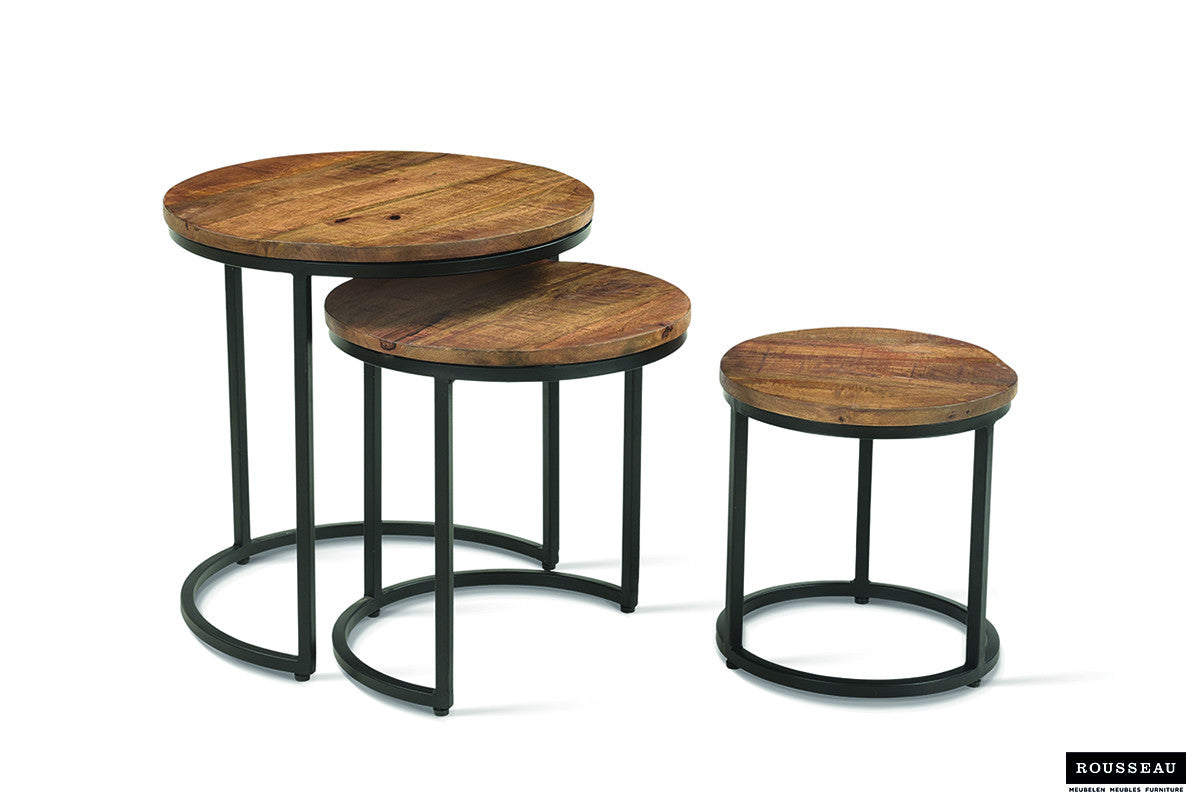 Side table 'Plano' 3-piece Mango wood