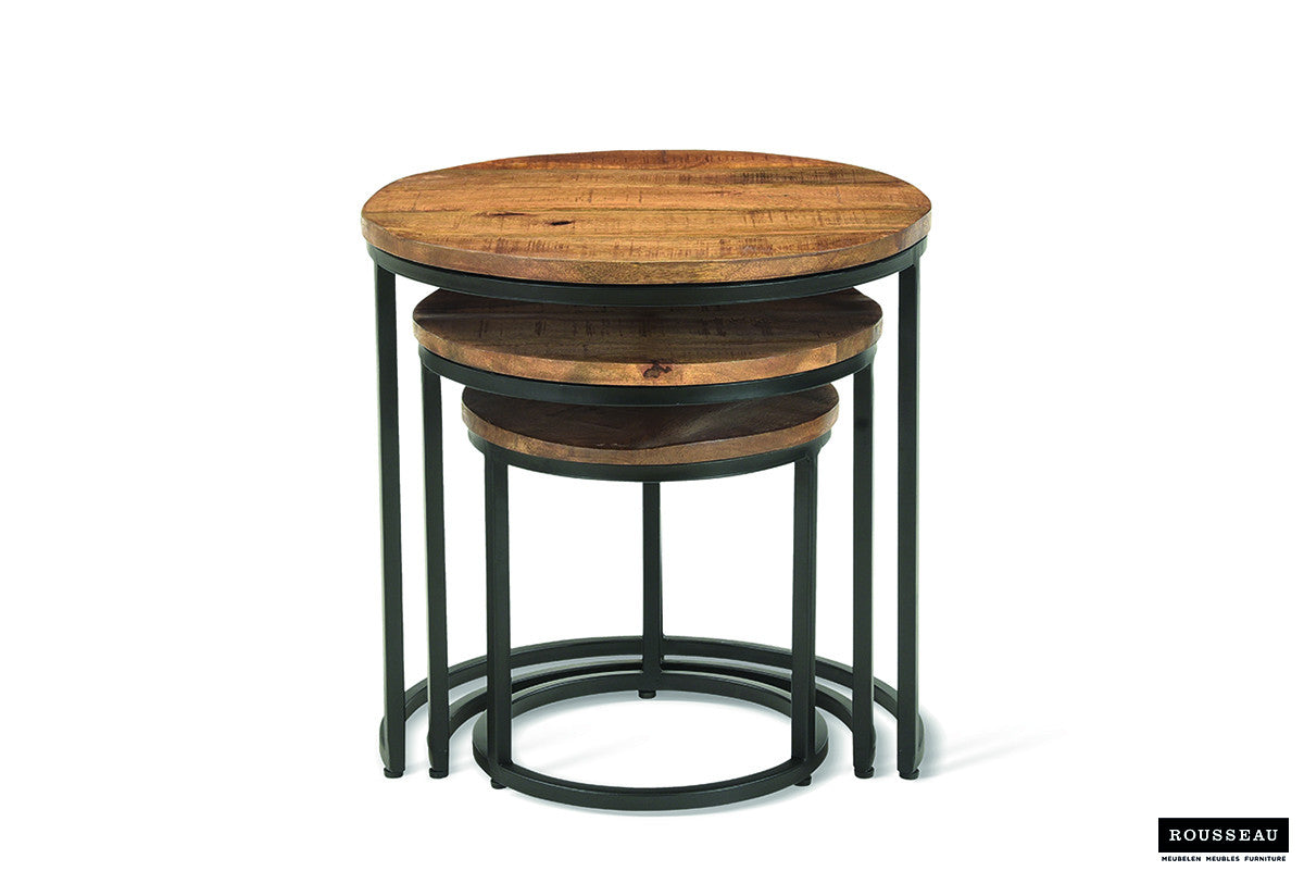 Side table 'Plano' 3-piece Mango wood