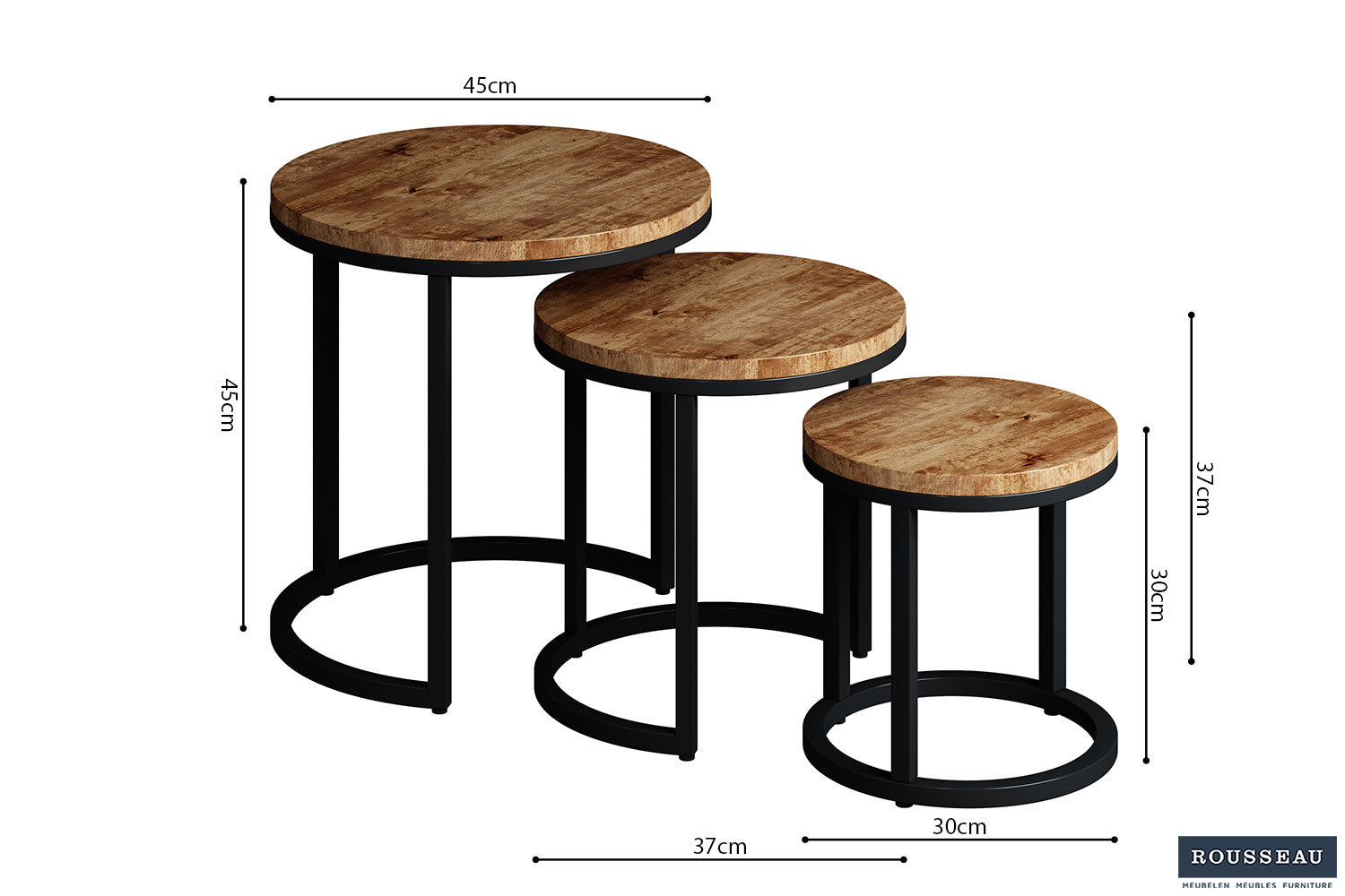 Side table 'Plano' 3-piece Mango wood