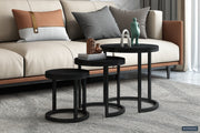 Side table 'Plano' 3-piece Mango wood black