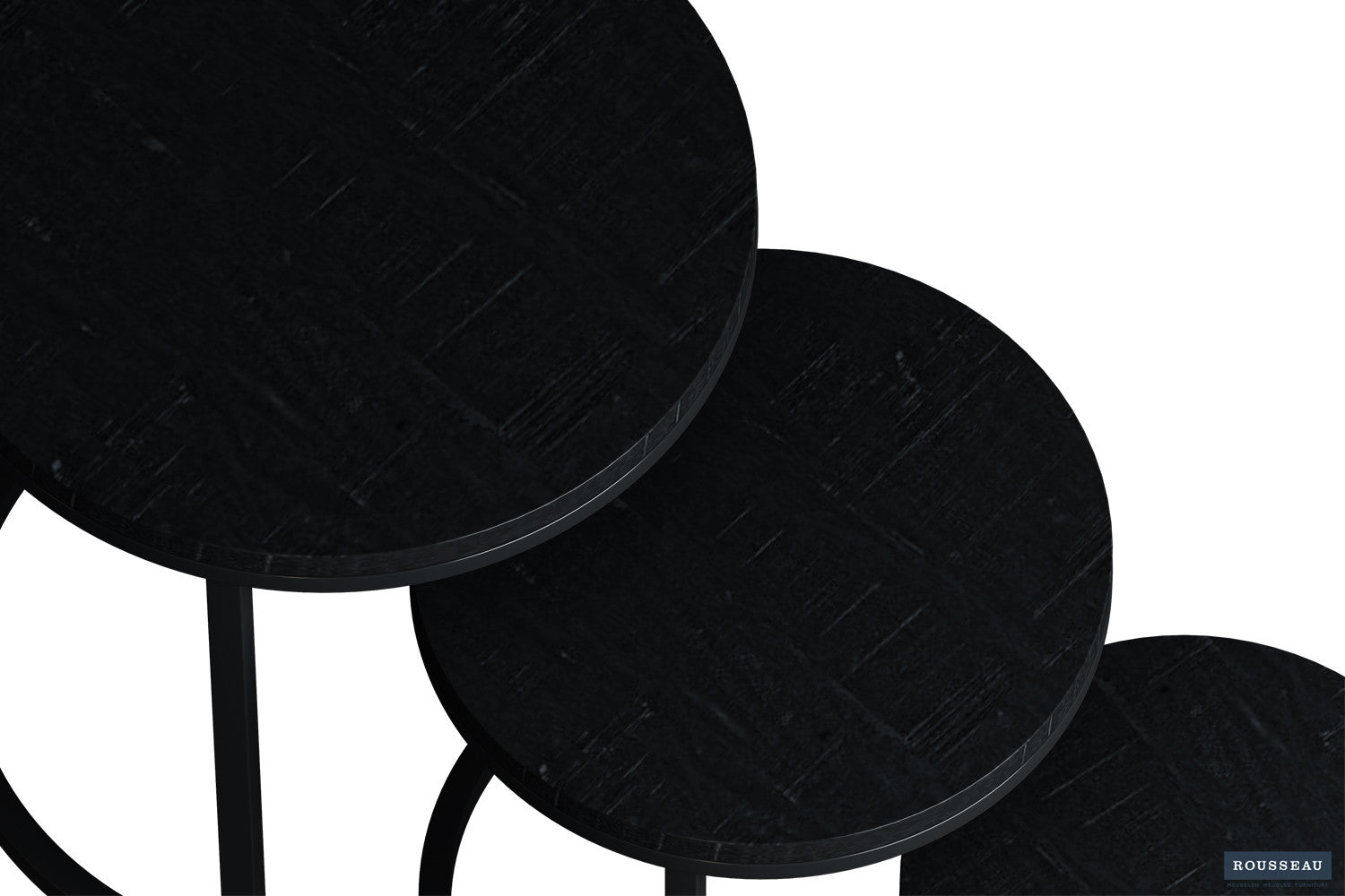 Side table 'Plano' 3-piece Mango wood black