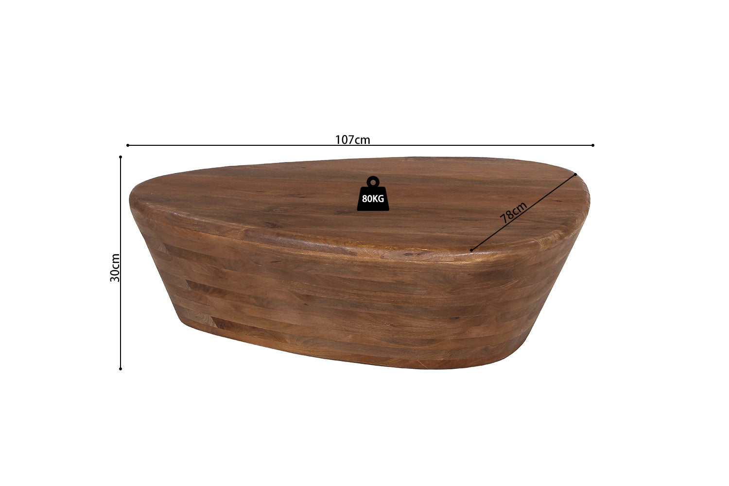 Coffee table 'Evan' Mango wood Light brown