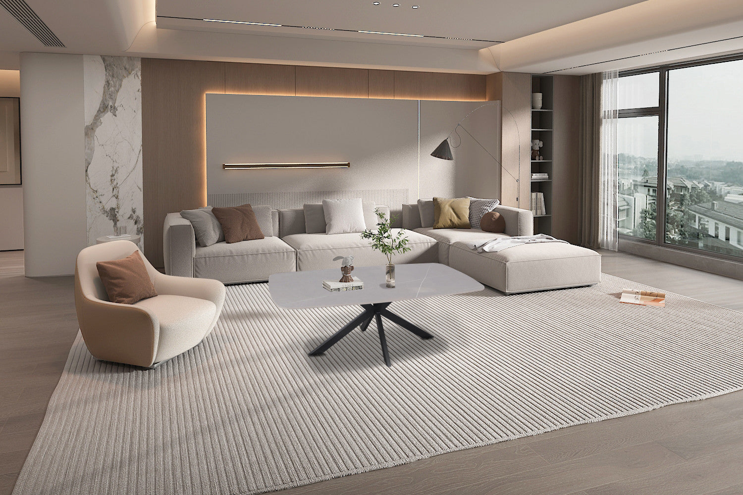 Coffee table 'Apollo' 130 cm Danish Oval Stone Gray
