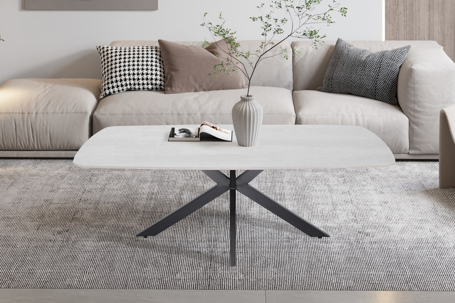 Coffee table 'Apollo' 130 cm Danish Oval Stone Baroque Gray