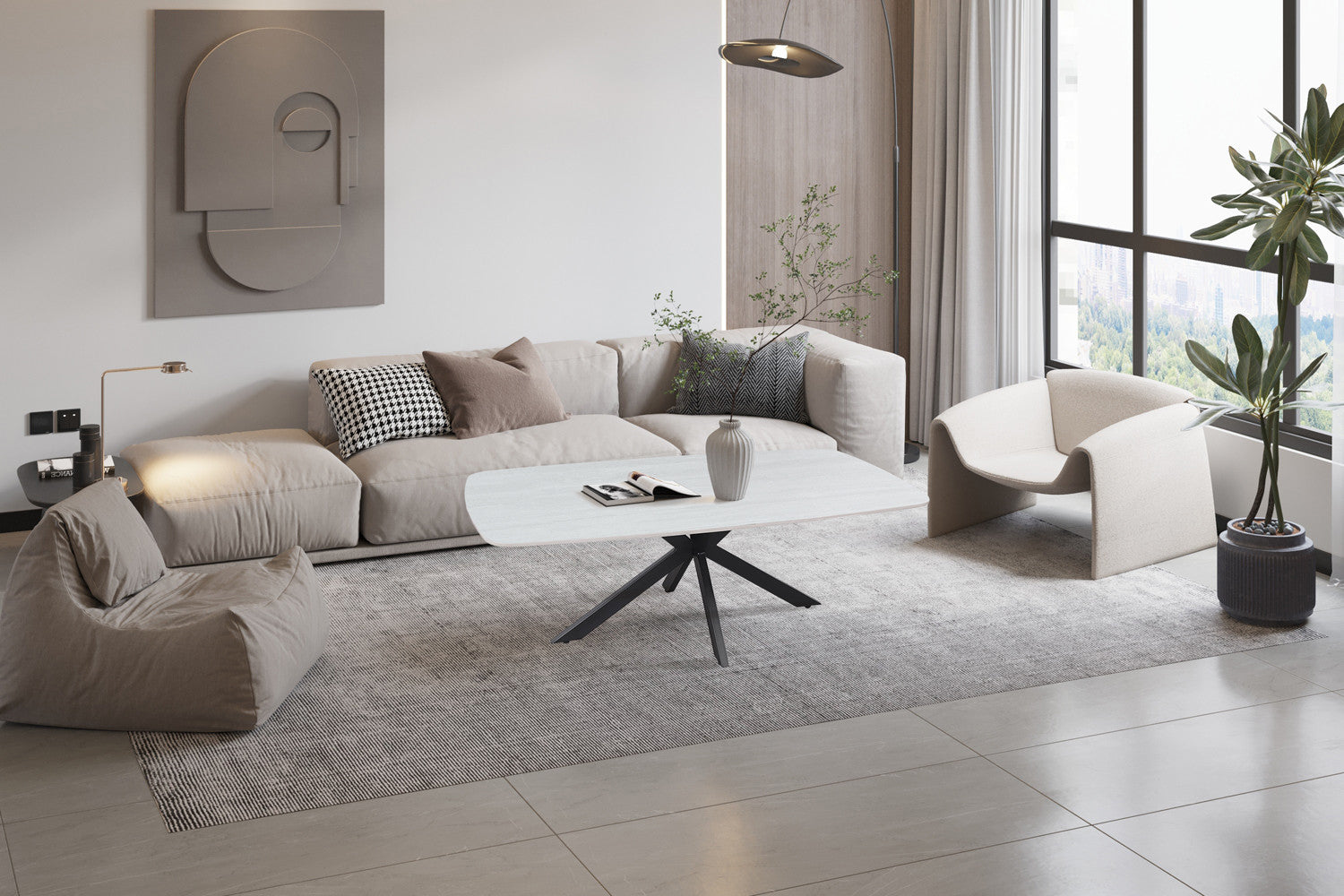 Coffee table 'Apollo' 130 cm Danish Oval Stone Baroque Gray