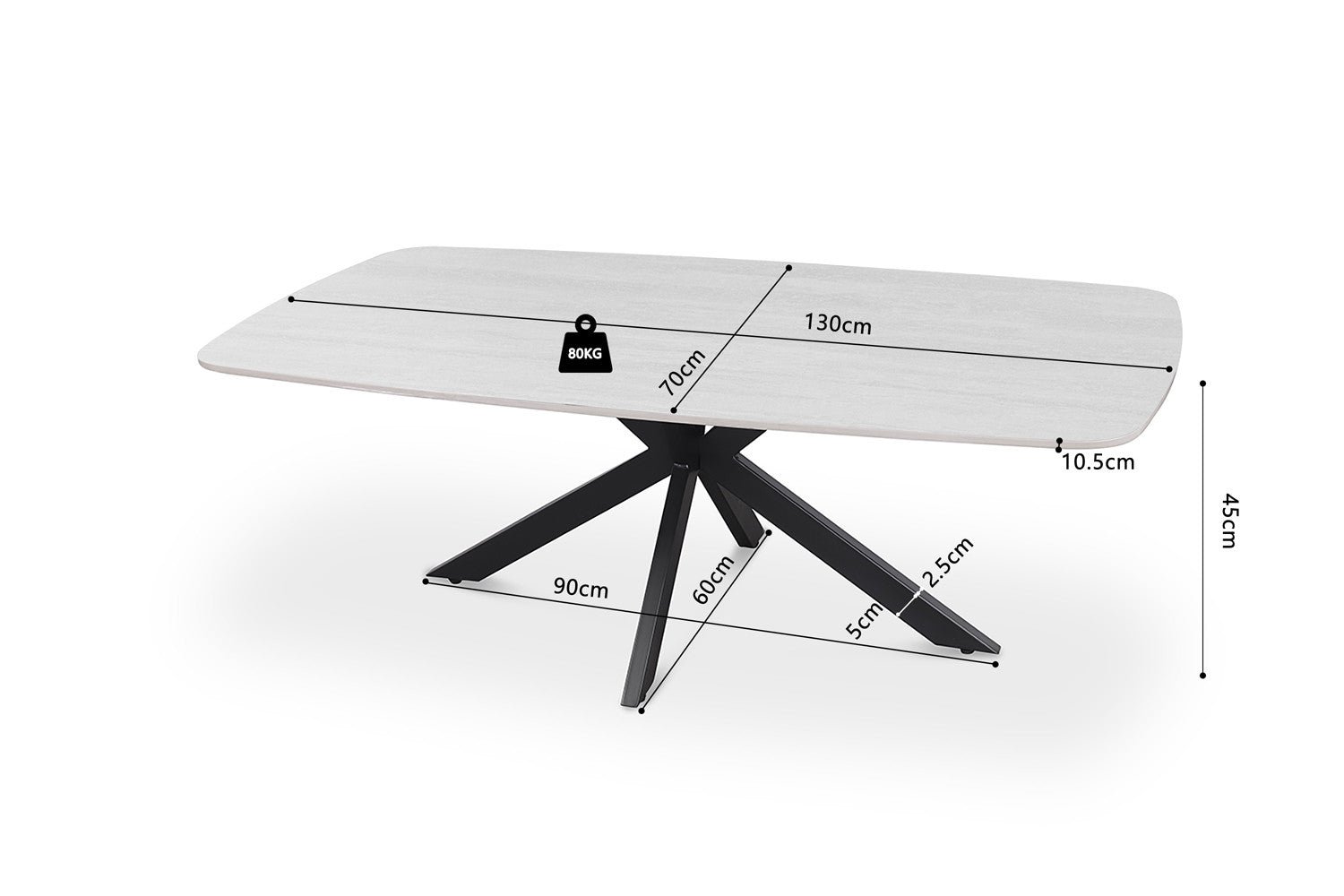 Coffee table 'Apollo' 130 cm Danish Oval Stone Baroque Gray