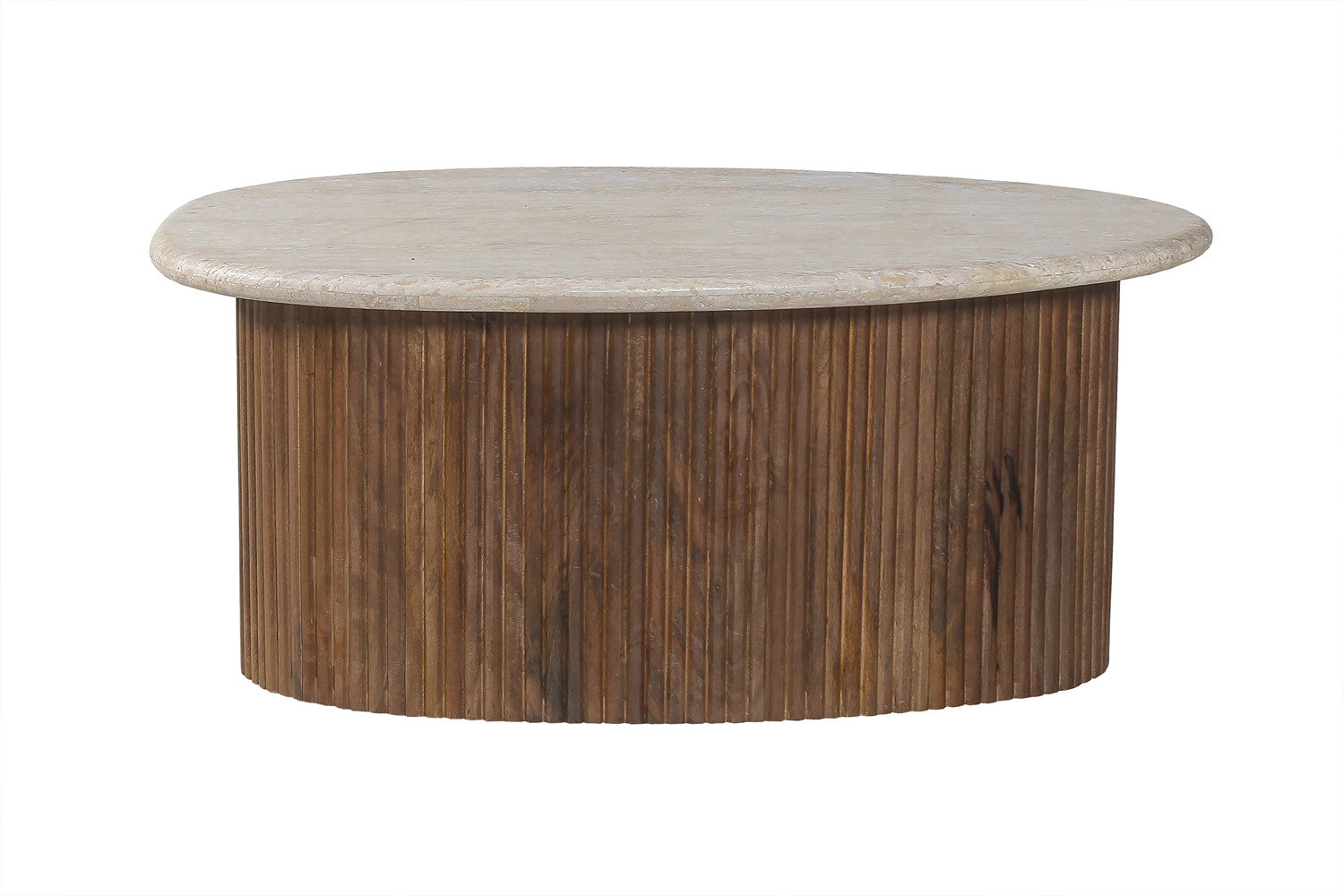 Coffee table 'Louis' 90 cm Mango wood with Travertine Beige