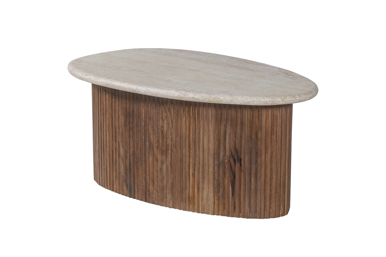 Coffee table 'Louis' 90 cm Mango wood with Travertine Beige