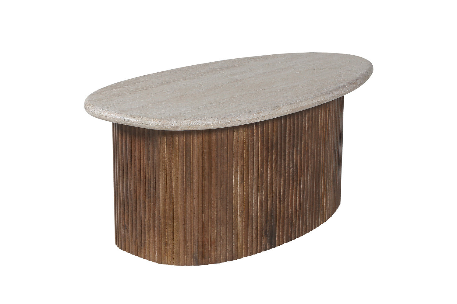 Coffee table 'Louis' 90 cm Mango wood with Travertine Beige