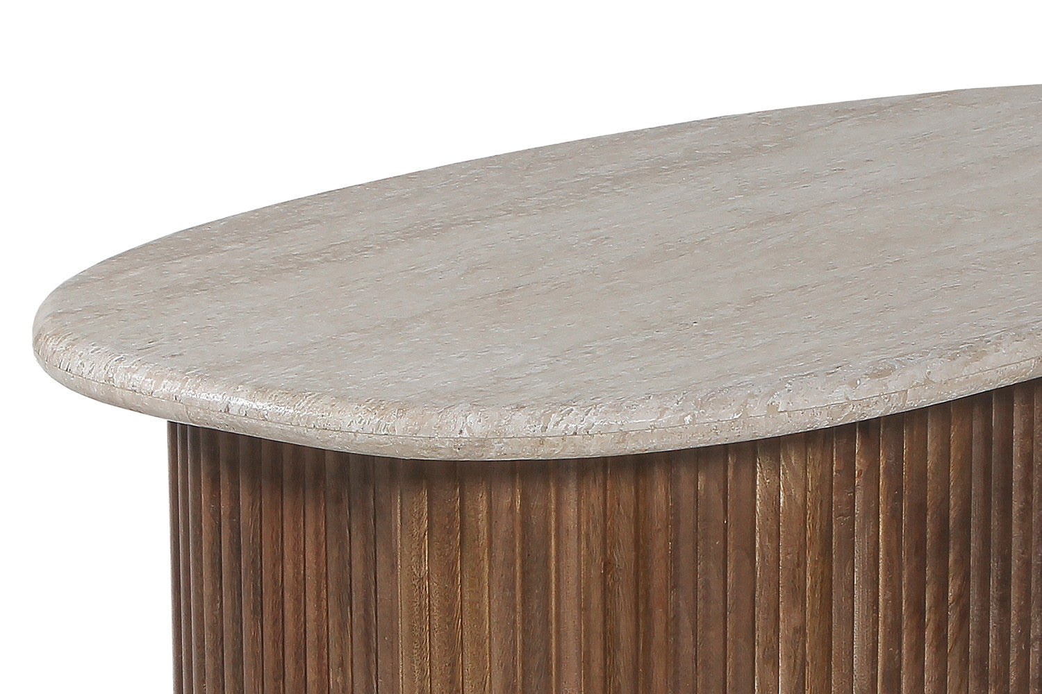 Coffee table 'Louis' 90 cm Mango wood with Travertine Beige