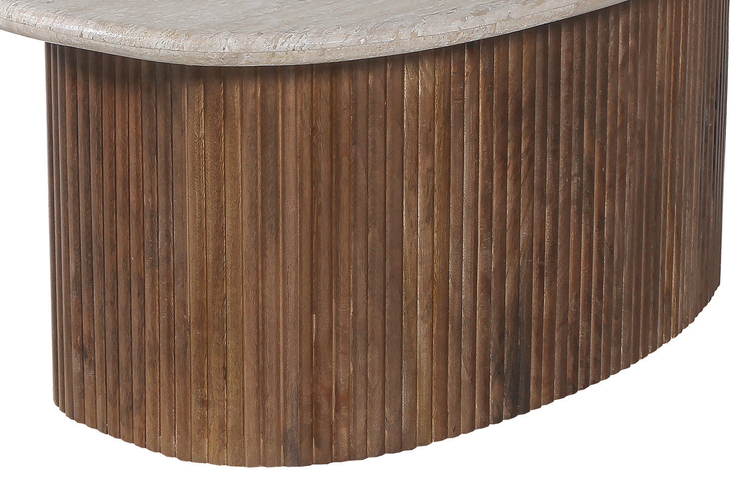 Coffee table 'Louis' 90 cm Mango wood with Travertine Beige