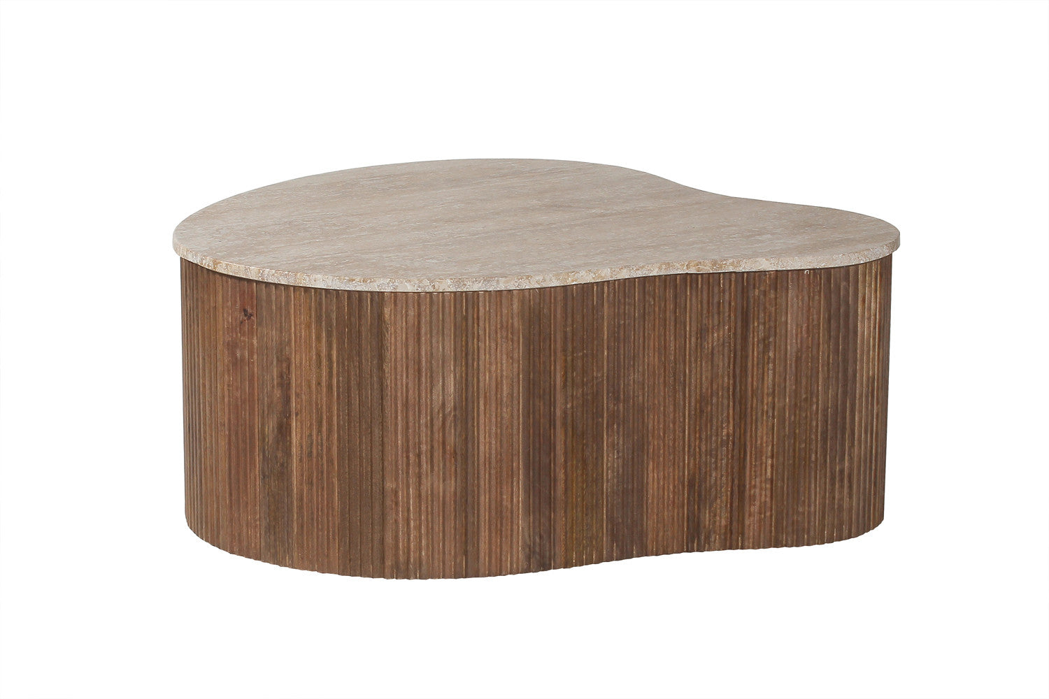 Coffee table 'Paul' 83 cm Mango wood with Travertine Beige