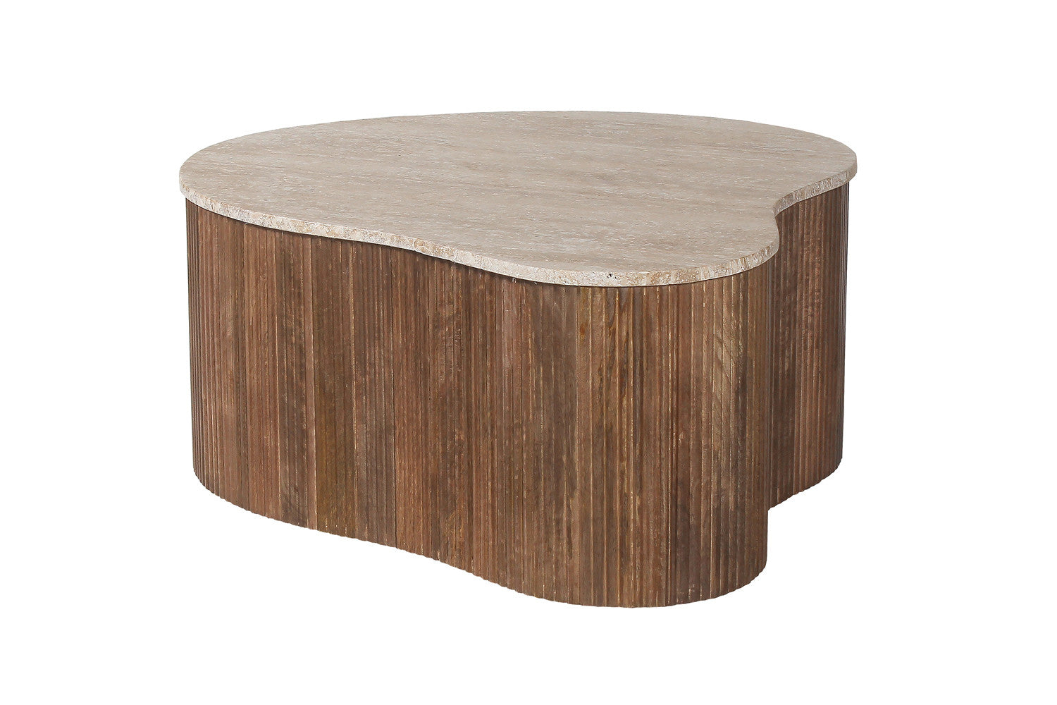 Coffee table 'Paul' 83 cm Mango wood with Travertine Beige
