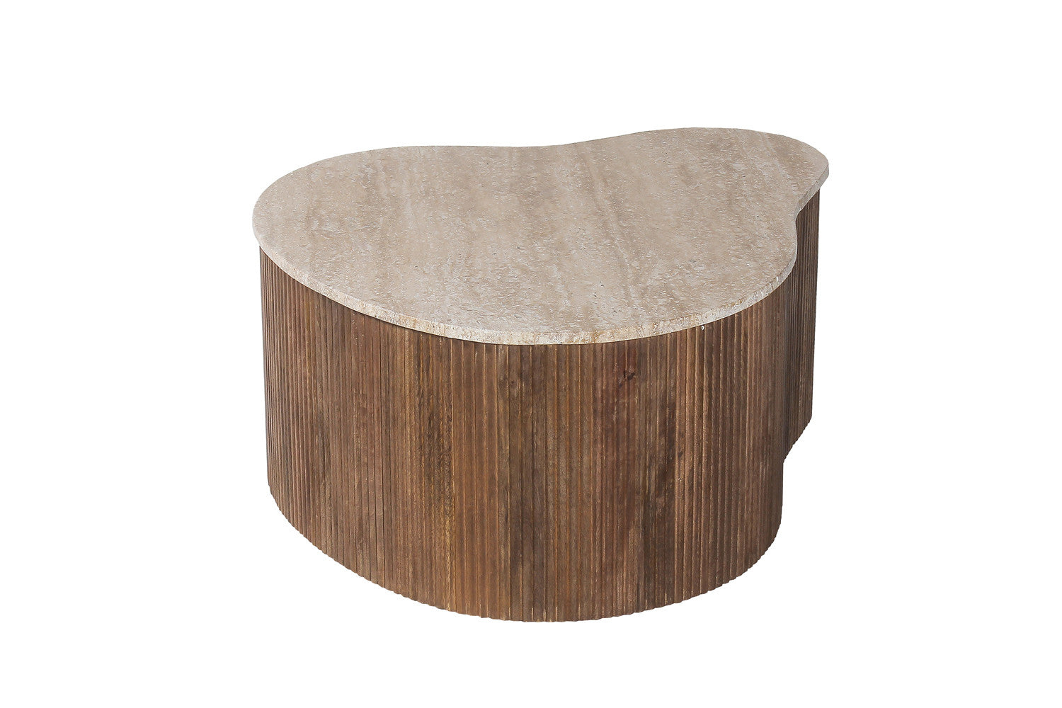 Coffee table 'Paul' 83 cm Mango wood with Travertine Beige