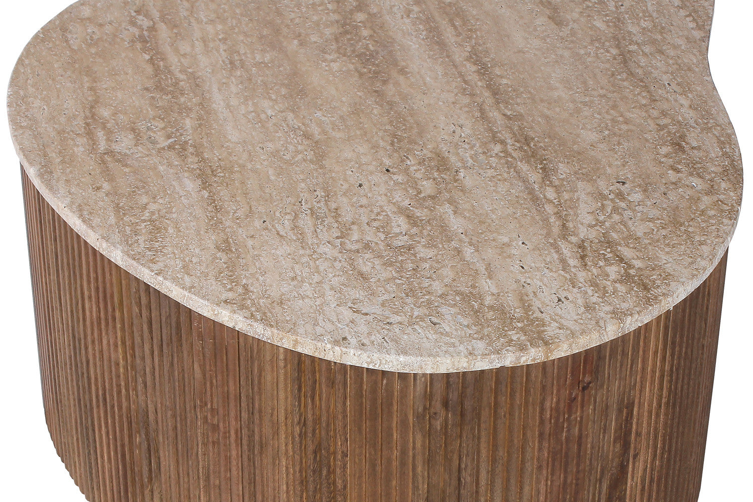 Coffee table 'Paul' 83 cm Mango wood with Travertine Beige