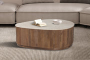 'Nolan' coffee table 100 cm Mango wood with Travertine Beige