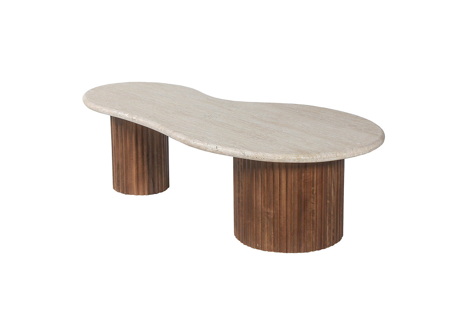 'Marlon' coffee table 120 cm Mango wood with Travertine Beige