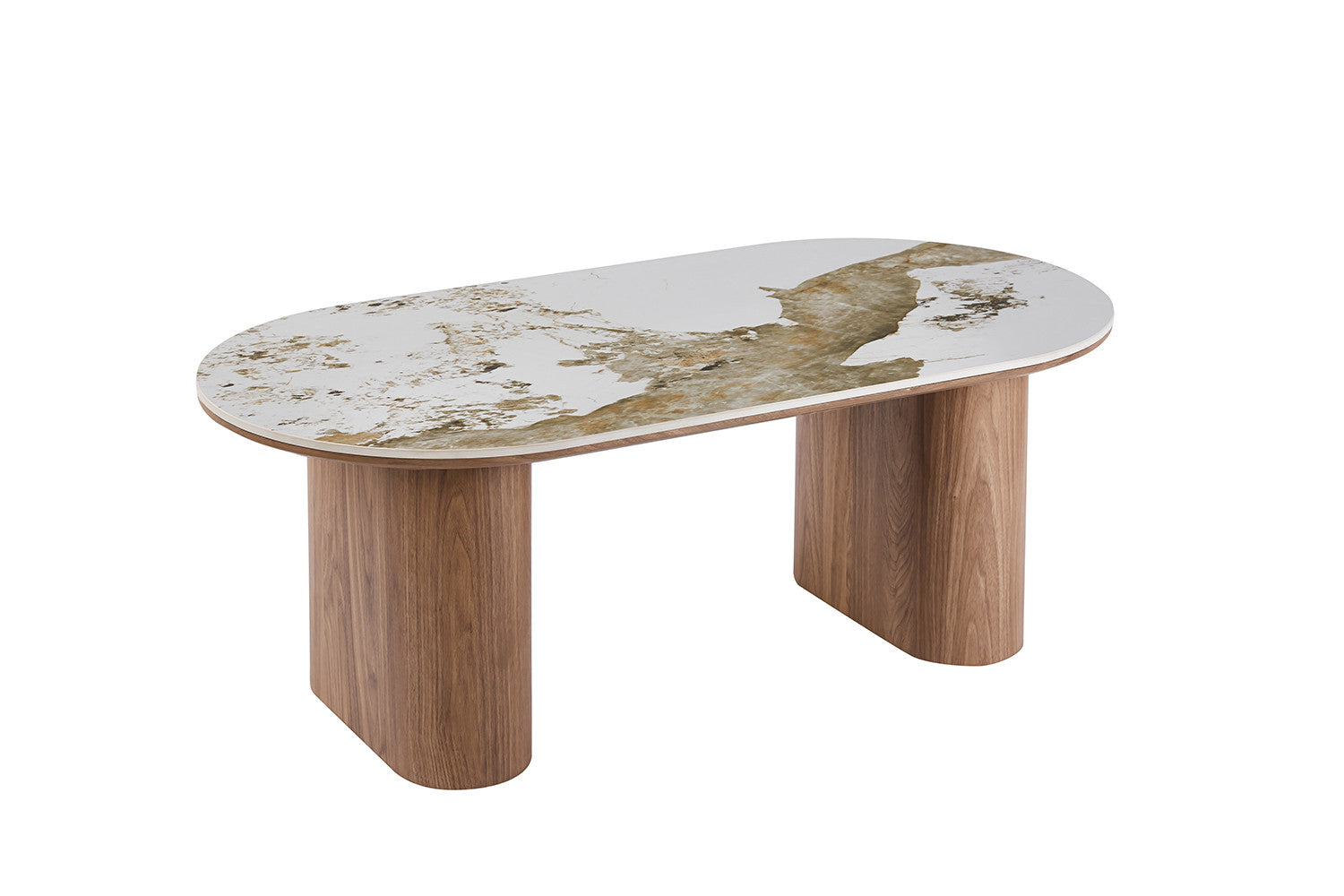 NEW - Coffee table 'Evora' Glossy Stone Pandora gold brown
