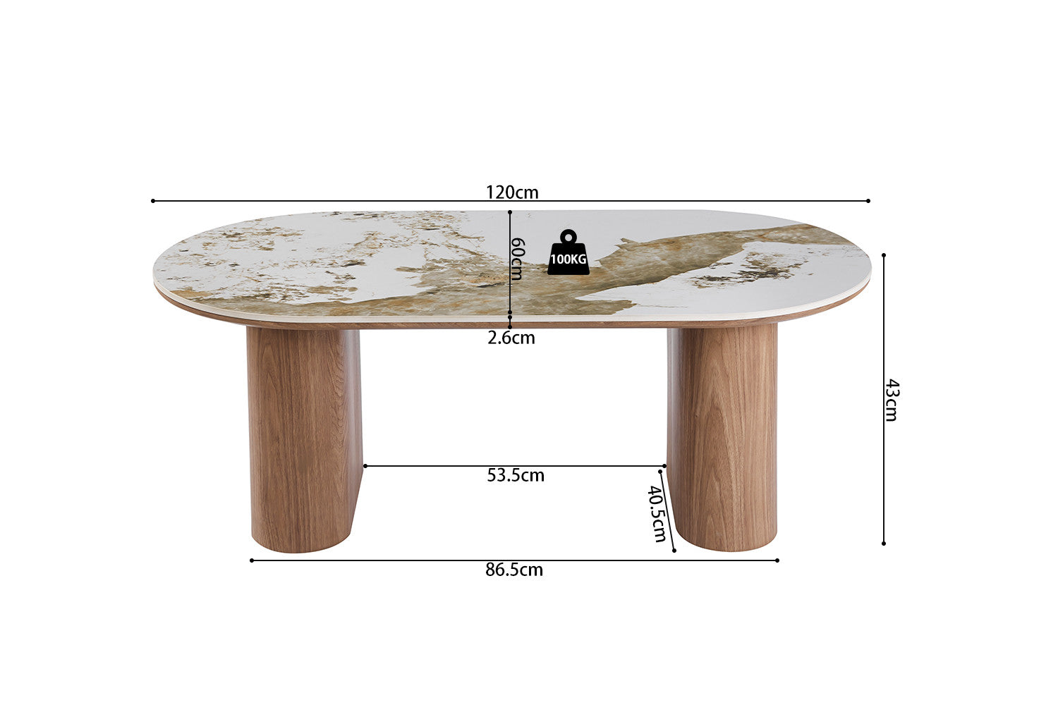 NEW - Coffee table 'Evora' Glossy Stone Pandora gold brown