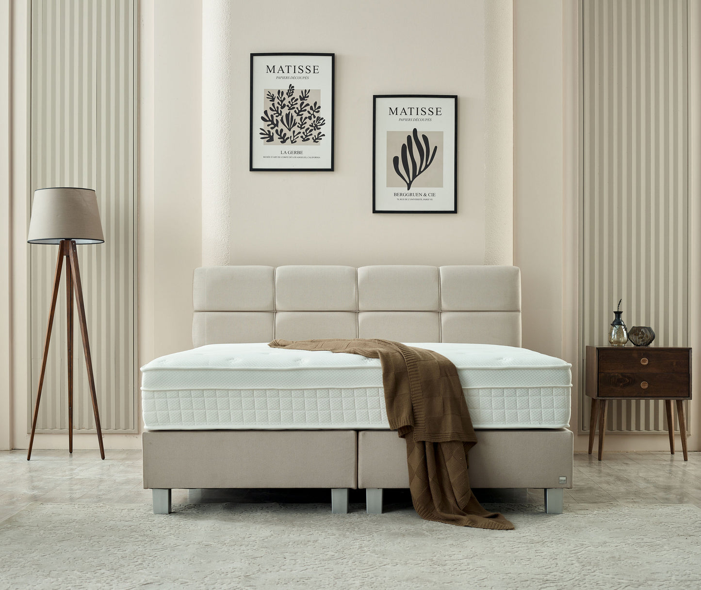 Boxspring Vida Velvet Beige 160x200