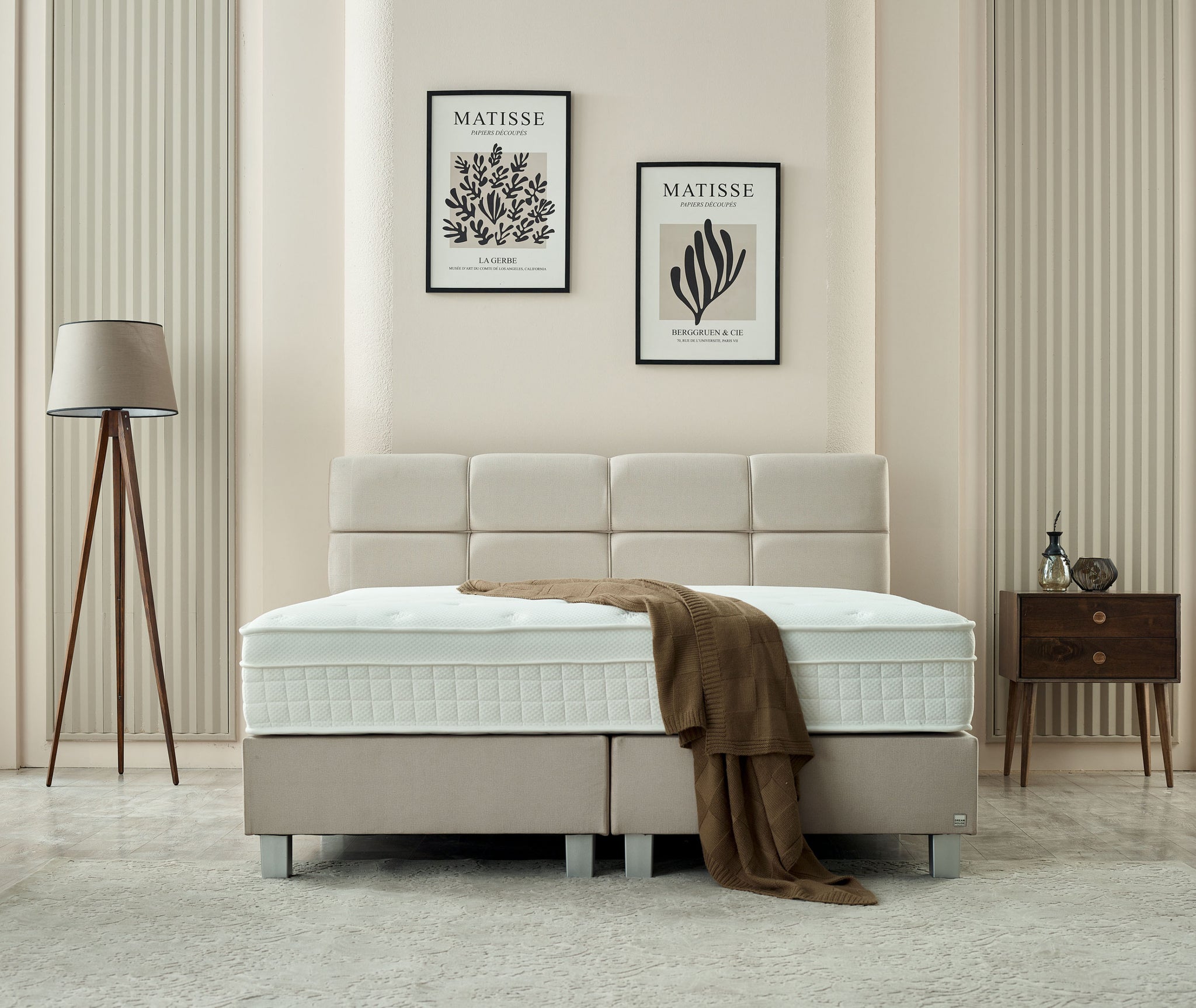 Boxspring Vida Velvet Beige 160x200