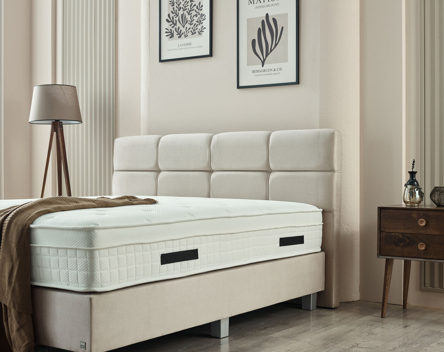 Boxspring Vida Velvet Beige 160x200