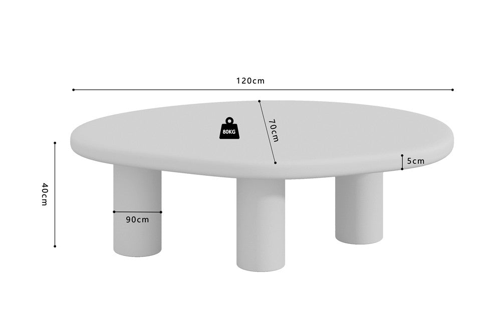 Coffee table 'Tavira' 120 cm Cement Ecru