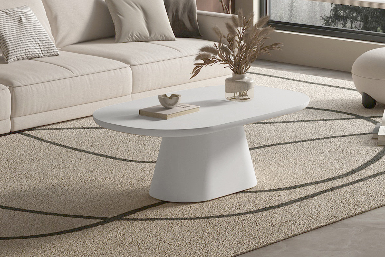 Salontafel 'Tavira' 120 cm Ovaal Cement Ecru