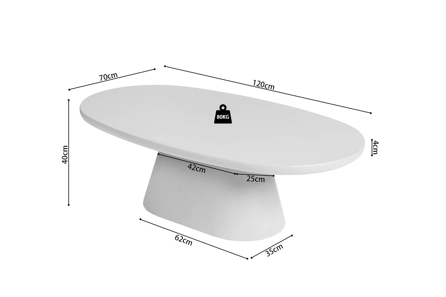 Coffee table 'Tavira' 120 cm Oval Cement Ecru