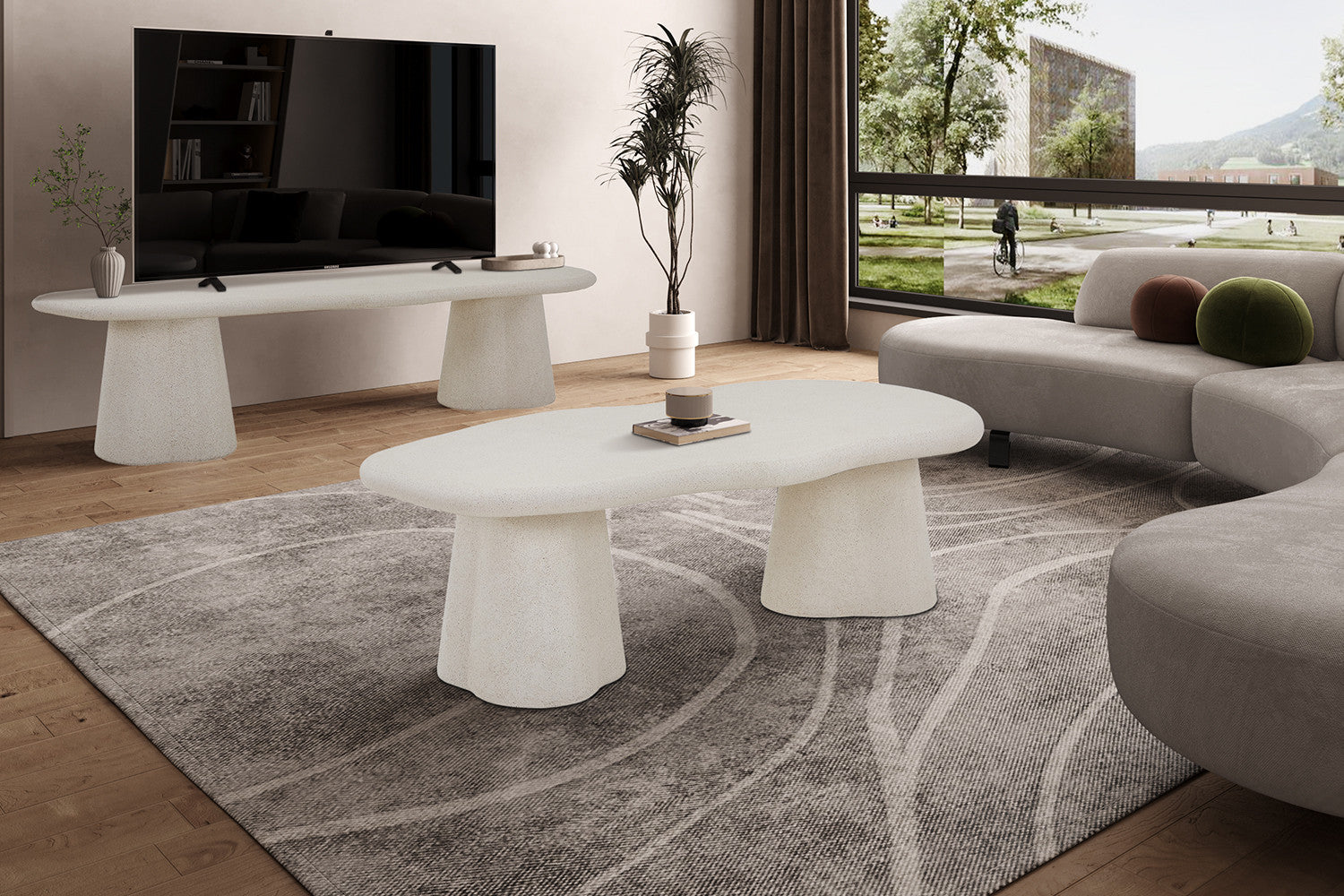 Coffee table 'Faro' 130 cm Organic Cement