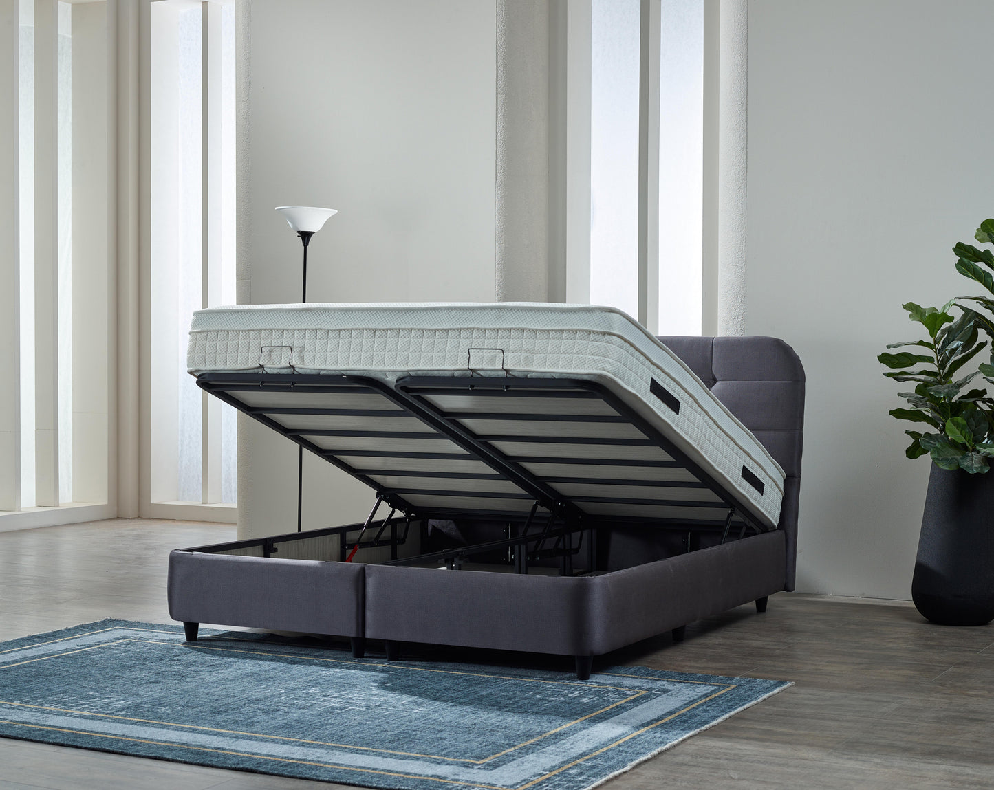 Opbergboxspring Rondo Velvet Antraciet 140x200