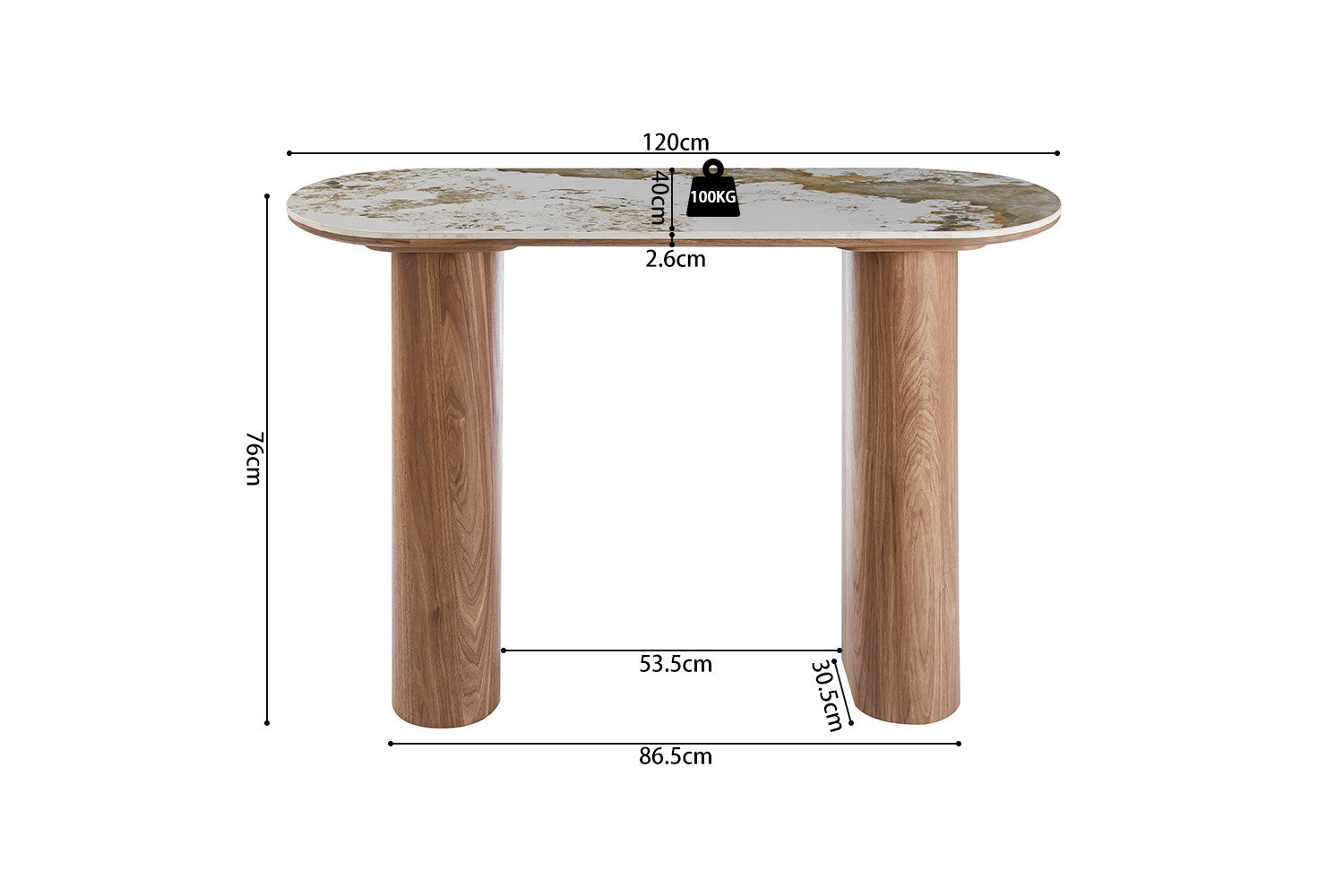 NEW - Console 'Evora' Glossy Stone Pandora gold brown