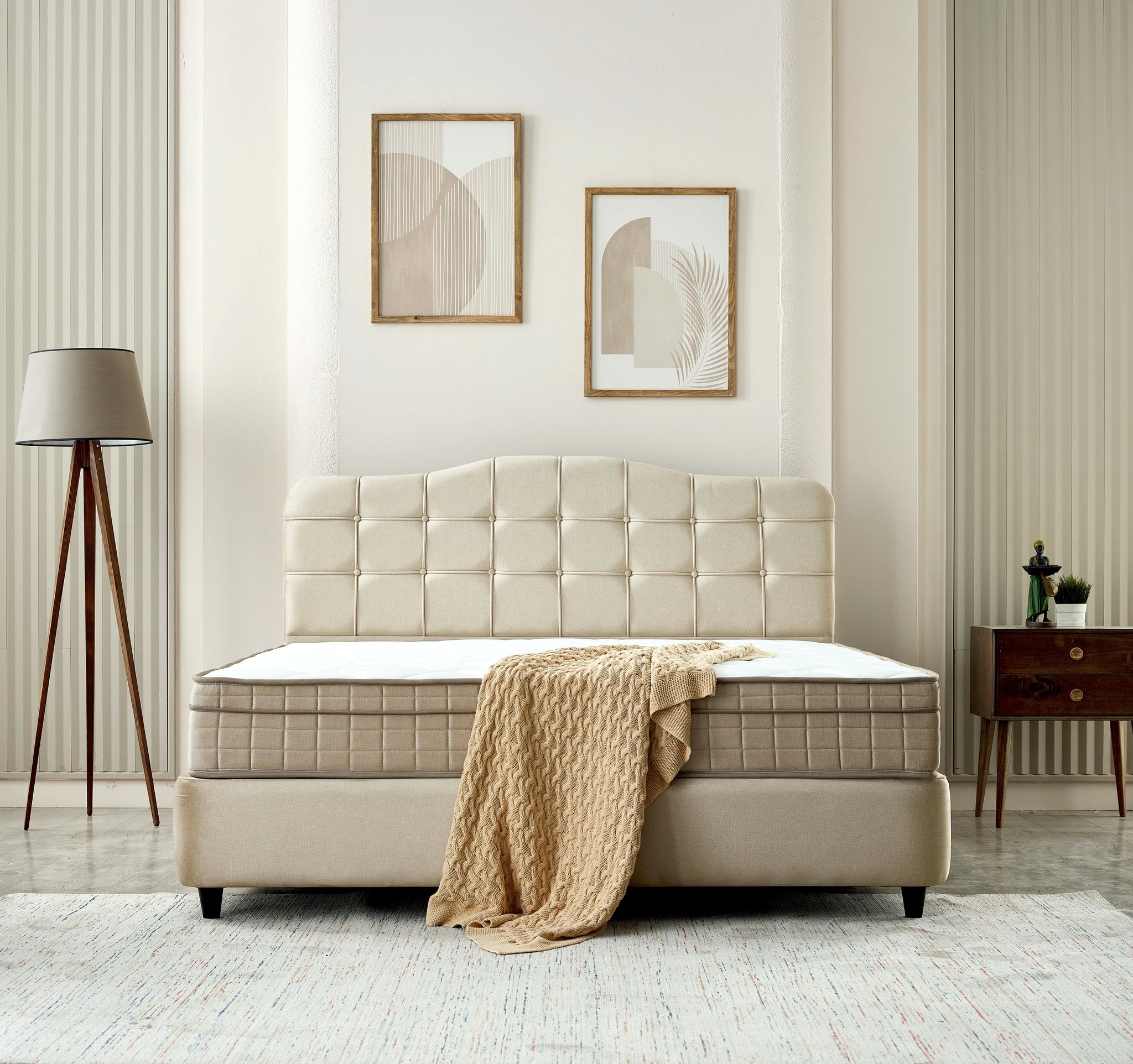 Opbergboxspring Marrakech Velvet Beige 180x200