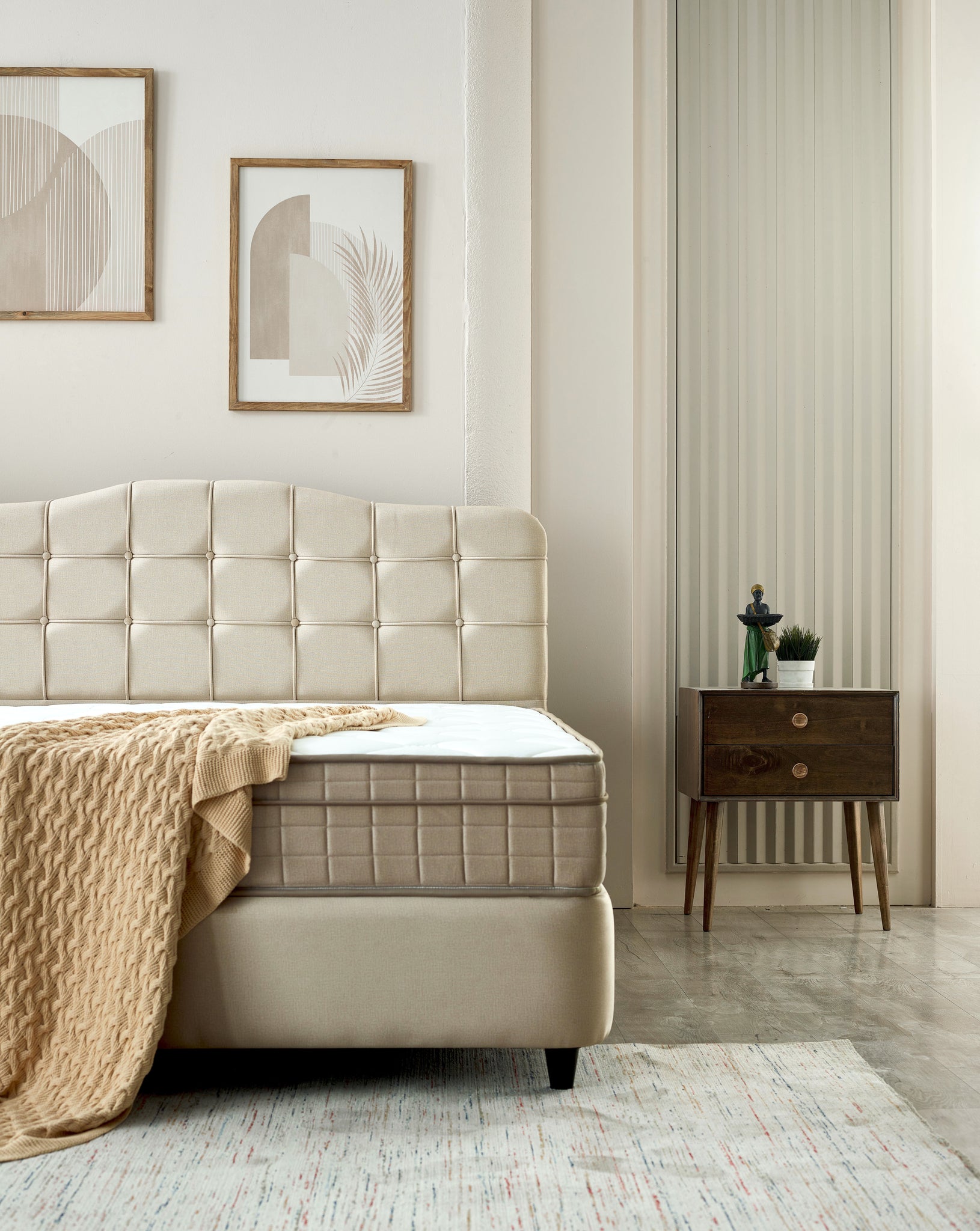 Opbergboxspring Marrakech Velvet Beige 180x200