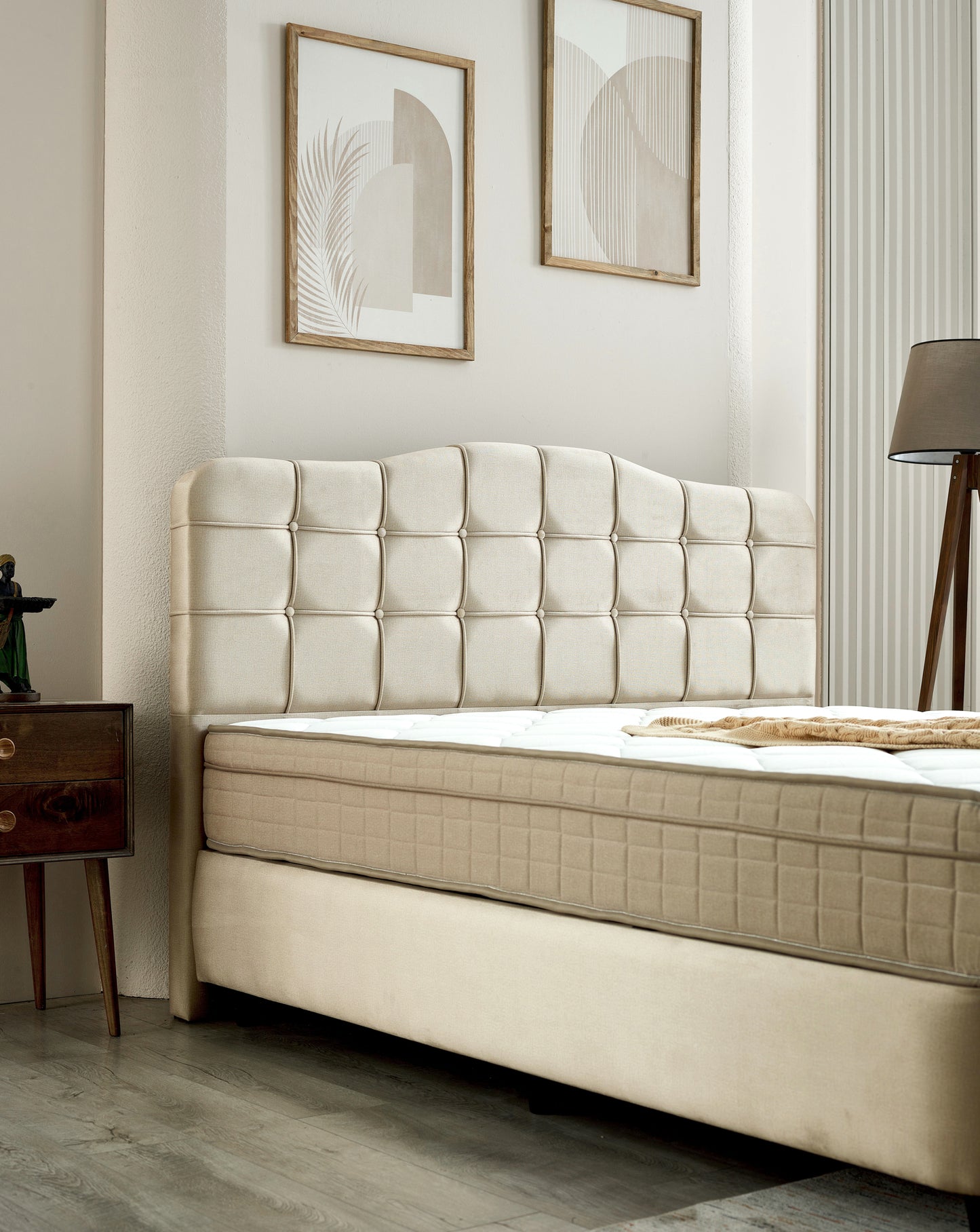 Opbergboxspring Marrakech Velvet Beige 180x200