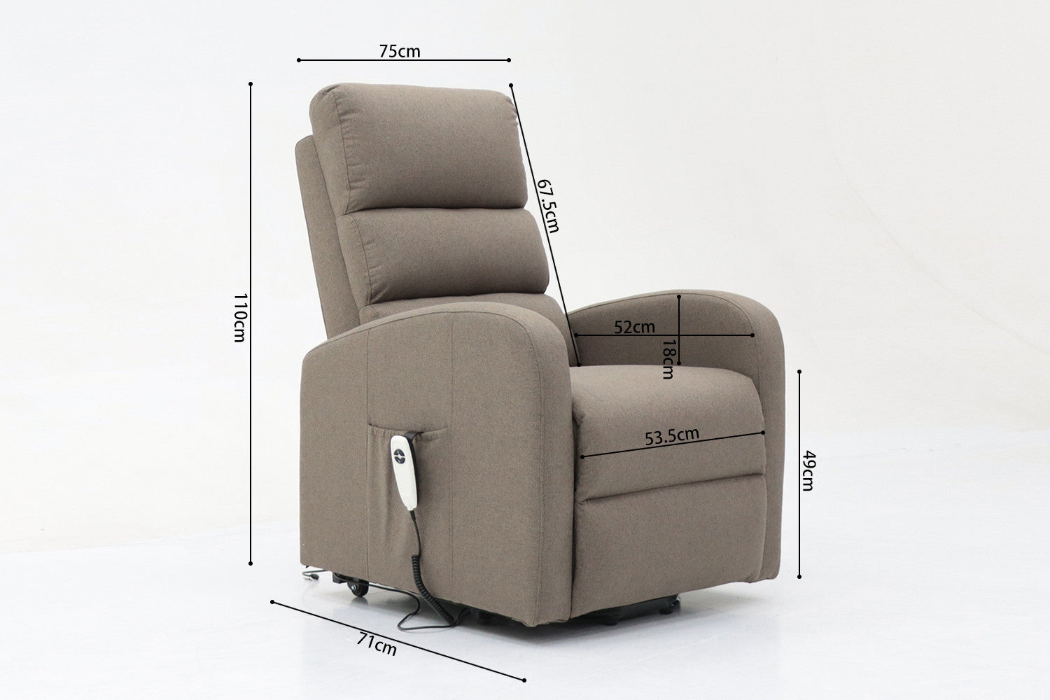 Electric relax with lift 'Bruges' Fabric Taupe