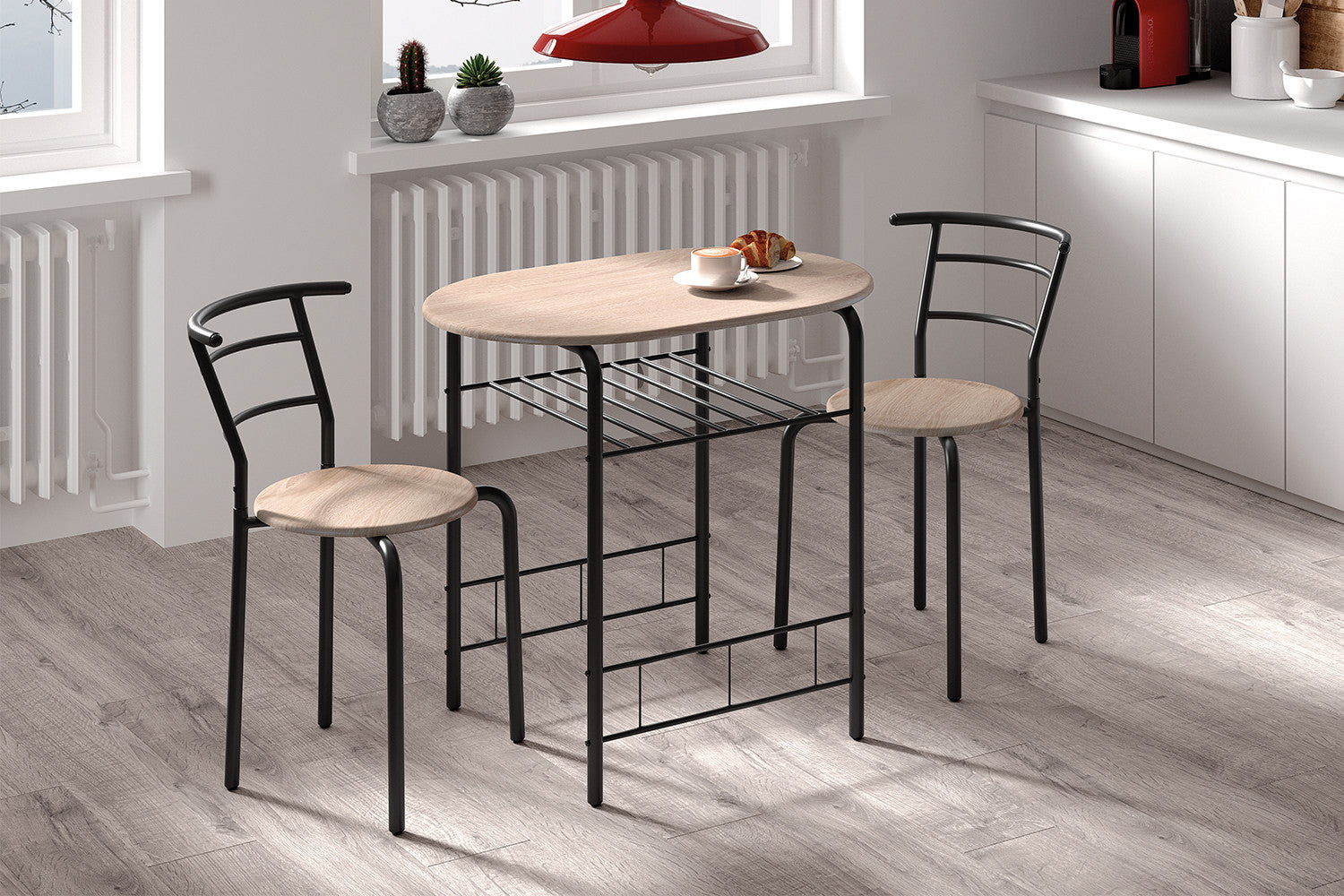 Tafelset 'Adam' Zwart metaal Decor sonoma