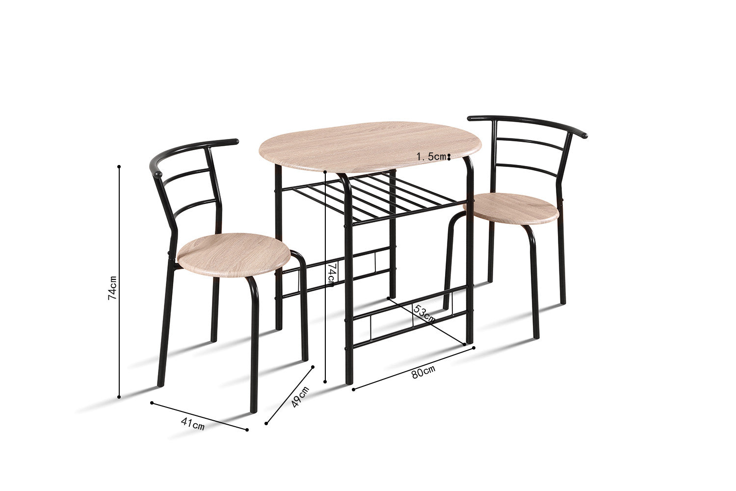 'Adam' Black metal table set, Sonoma decor