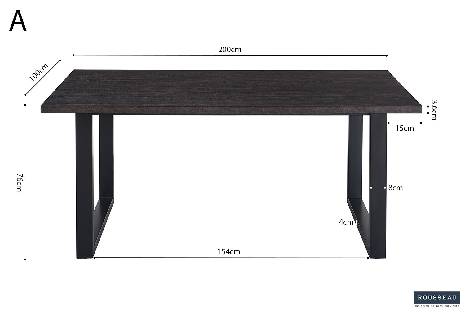 SALE - Table 'Alexander' 200 cm Decor Dark Brown