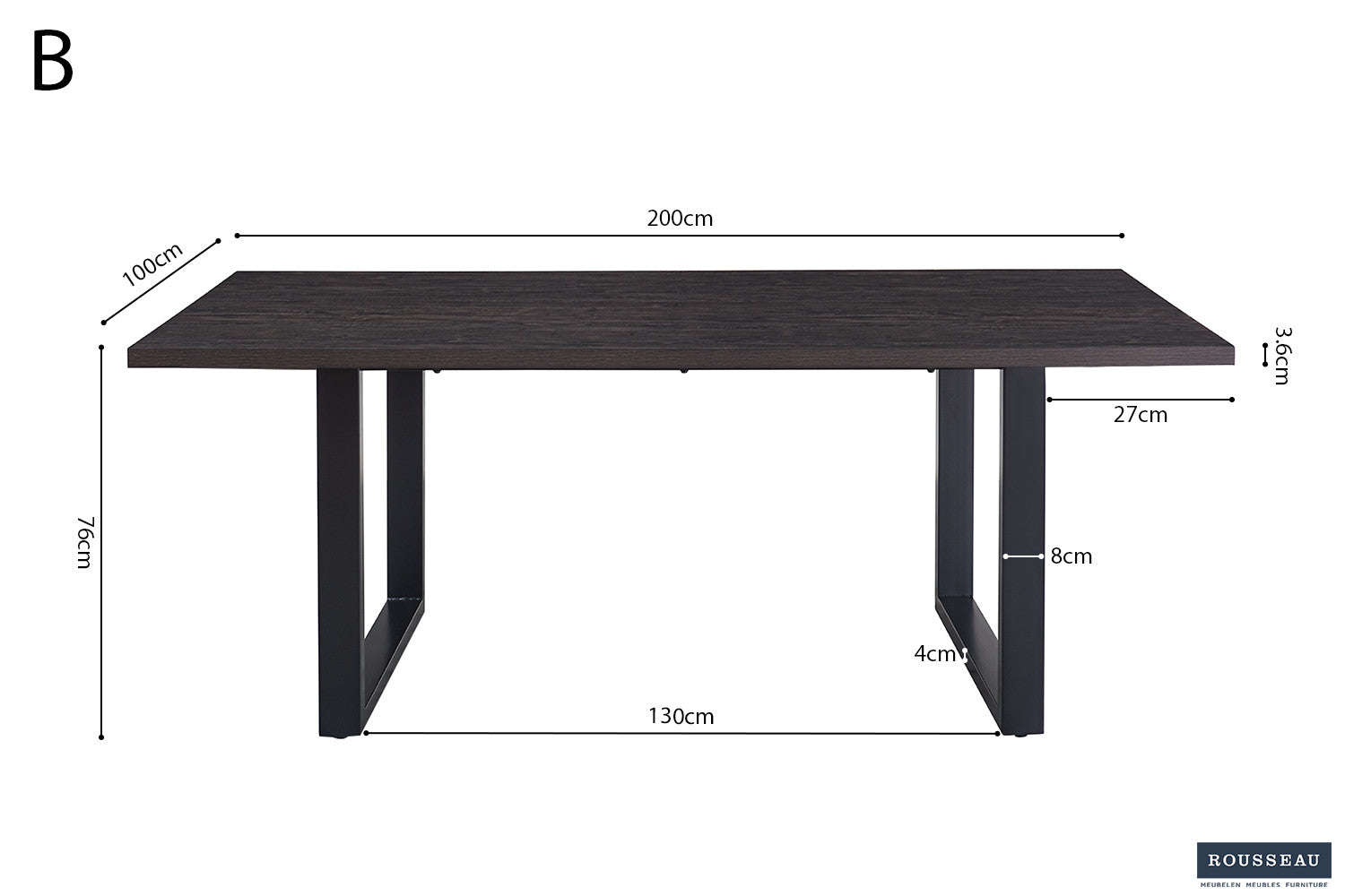 SALE - Table 'Alexander' 200 cm Decor Dark Brown