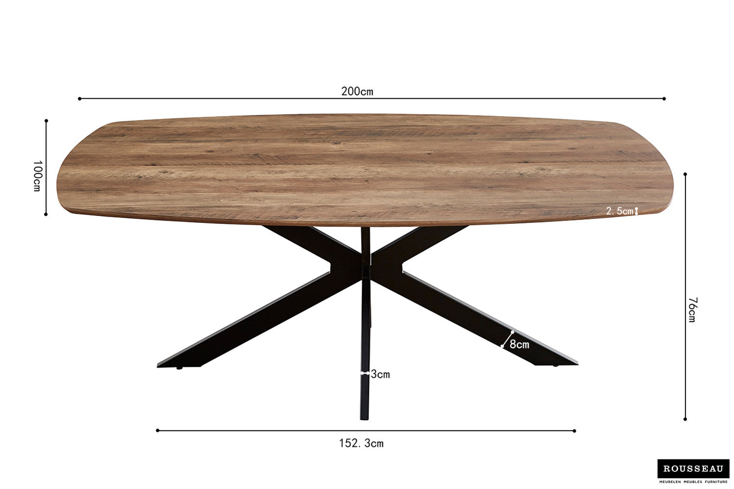 Table 'Aziz' 200 cm Danish Oval Decor Mango